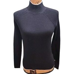 IZOD Womens Size M Sweater Sweater Turtleneck Dark‎ Blue Ribbed